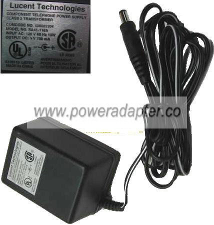 LUCENT TECHNOLOGIES SA41-118A AC ADAPTER 9Vdc 700mA -( )- COMPON - Click Image to Close