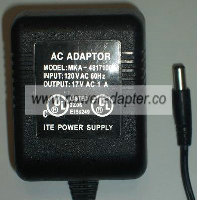 MKA-4817000 AC DC ADAPTER 17V 1A POWER SUPPLY