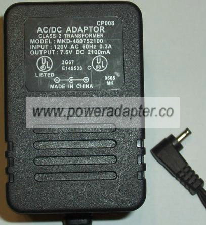 MKD-480752100 AC DC ADAPTER 7.5V 2100MA POWER SUPPLY