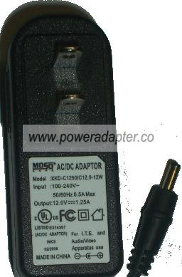 MOSO XKD-C12501C12.0-12W AC DC ADAPTER 12V 1.25A POWER SUPPLY - Click Image to Close
