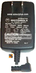 Motorola SPN4474A AC Adapter 7VDC 300mA Cell Phone Power Supply - Click Image to Close