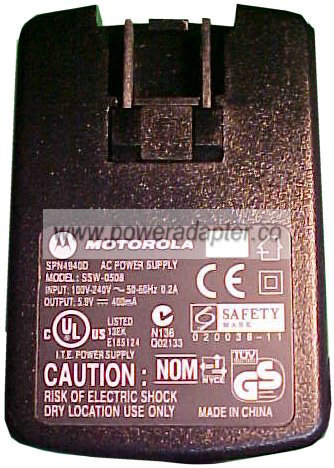 MOTOROLA SSW-0508 TRAVEL CHARGER 5.9V 400mA - Click Image to Close