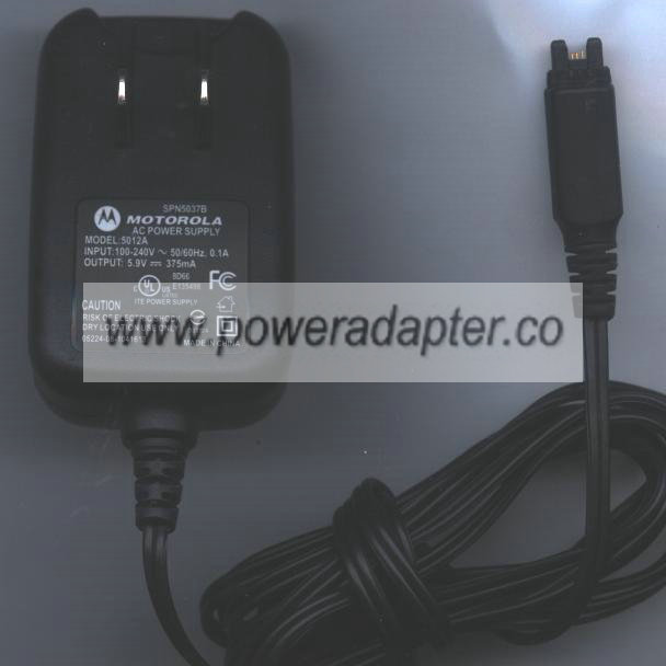 MOTOROLA 5012A TRAVEL CHARGER 5.9V 375mA AC POWER SUPPLY SPN5037 - Click Image to Close