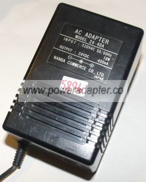 NANBA COMMERCE 24-40A AC ADAPTER 24VDC 400mA NEW 1.9x5.5x8.9mm - Click Image to Close