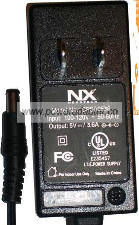 NX NEXXTECH CPSA0536 AC ADAPTER 5VDC 3.6A POWER SUPPLY - Click Image to Close