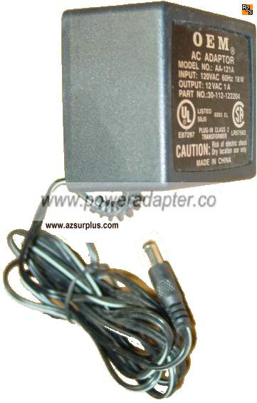 OEM AA121A AC ADAPTER 12VAC 1Amp ~(~)~ 2x5.5mm ITE PLUG-IN CLASS - Click Image to Close