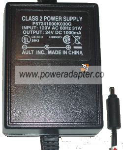 Ault P57241000K030G AC ADAPTER 24Vdc 1A -( ) 1x3.5mm 50VA POWER - Click Image to Close