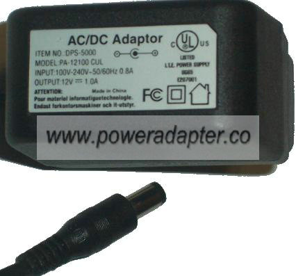 PA-12100 CUL AC DC ADAPTER 12V 1A POWER SUPPLY