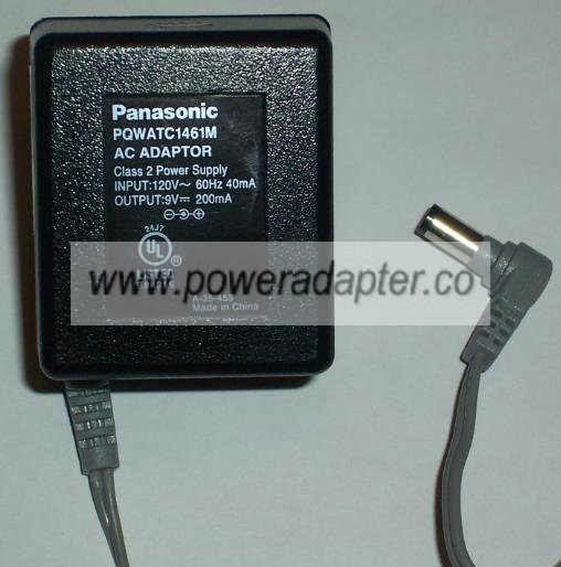 PANASONIC PQWATC1461M AC ADAPTER 9Vdc 200mA POWER SUPPLY - Click Image to Close