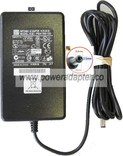 PHIHONG PSA15W-180 AC ADAPTER 18VDC 0.8A SWITCHING POWER SUPPLY