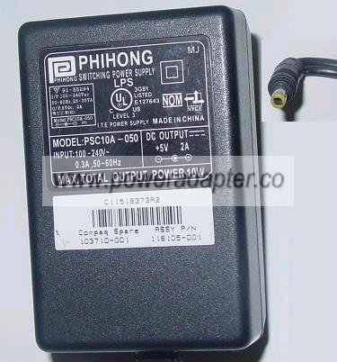PHIHONG PSC10A-050 AC DC ADAPTER 5V 2A POWER SUPPLY - Click Image to Close