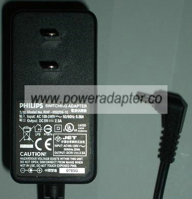 PHILIPS RHF-050250-1C AC ADAPTER 5VDC 2.5A Switching POWER SUPPL - Click Image to Close