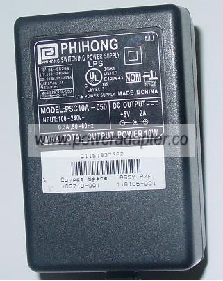 PHIHONG PSC10A - 50 AC DC ADAPTER 5V 2A 10W - Click Image to Close