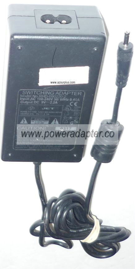 RHD-090220-2 SWITCHING AC ADAPTER 9VDC 2.2A POWER SUPPLY - Click Image to Close