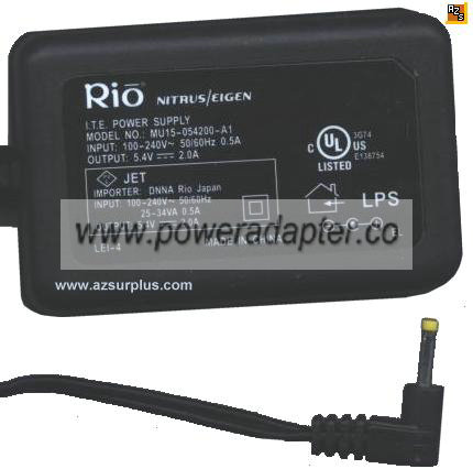 RIO MU15-054200-A1 AC DC ADAPTER 5.4V 2A POWER SUPPLY - Click Image to Close