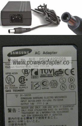 SAMSUNG PSCV420102A AC ADAPTER 14VDC 3A POWER SUPPLY - Click Image to Close