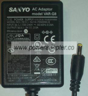 SANYO NU10-7050200-I3 AC ADAPTER 5Vdc 2A POWER SUPPLY - Click Image to Close