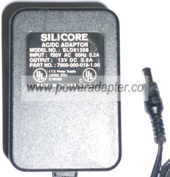 SILICORE SLD81308 AC ADAPTER 13VDC 0.8A POWER SUPPLY for Scanner - Click Image to Close