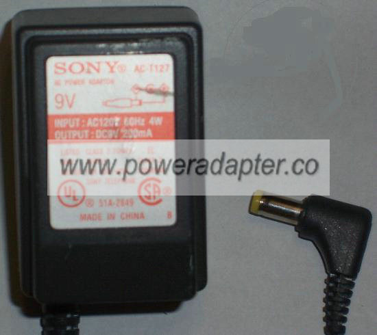 SONY AC-T127 AC DC ADAPTER 9V 200MA POWER SUPPLY - Click Image to Close