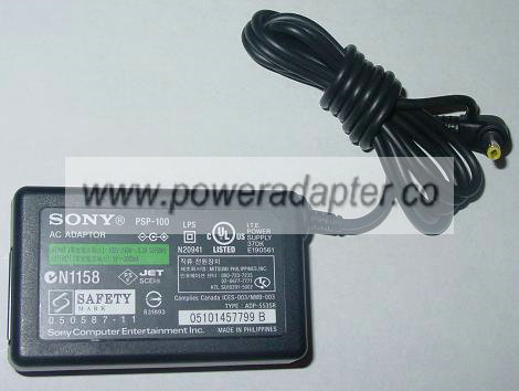 SONY PSP100 AC Adapter For PSP Play Station Portable 5V 2A - Click Image to Close