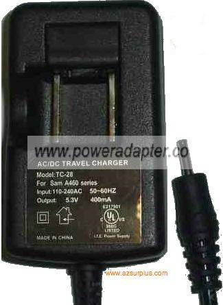 TC-28 AC DC ADAPTER 5.3Vdc 400mA TRAVEL CHARGER POWER SUPPLY - Click Image to Close