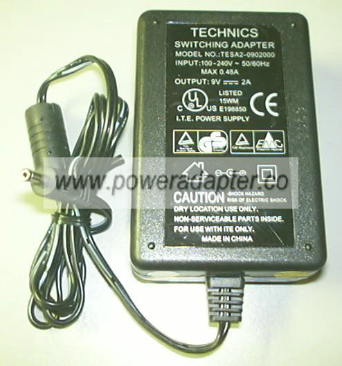 Technics Electronic TESA2-0902000 AC DC Adapter 9V 2A 25W I. T. - Click Image to Close