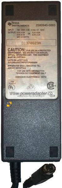 TEXAS INSTRUMENTS 2580940-0003 AC ADAPTER 6.5V 2.2A POWER SUPPLY