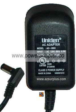 UNIDEN AD-0005 AC ADAPTER 9VDC 210mA POWER SUPPLY CLASS 2 - Click Image to Close
