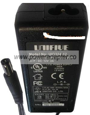 UNIFIVE UIB324-12 AC ADAPTER 12VDC 2A New -( ) 2x5.5mm POWER SUP