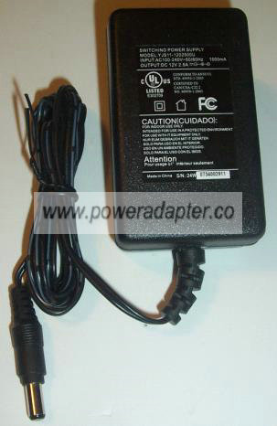 SWITCHING POWER SUPPLY YJS11-1202500U AC ADAPTER 12Vdc 2.5mAA - Click Image to Close