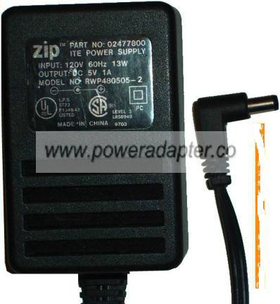 ZIP RWP480505-2 AC ADAPTER 5VDC 1A POWER SUPPLY Linear Transform - Click Image to Close