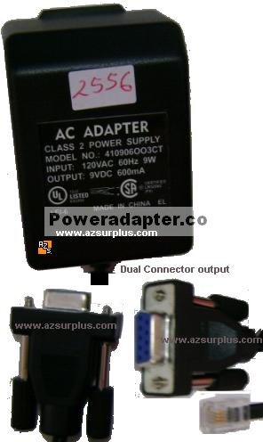 LEI 410906OO3CT AC ADAPTER 9VDC 600mA 9W Class 2 Power Supply - Click Image to Close