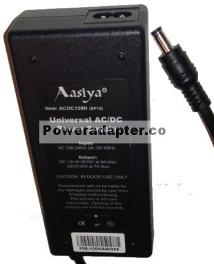 AASIYA ACDC120H (SP12) AC ADAPTER DC 15/16/18/19V AT 8A MAX 20/2 - Click Image to Close