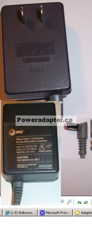 AT T CDLS-A10 AC ADAPTER 1PLUG IN CLASS2 TROSFORMER FOR CORDLESS - Click Image to Close