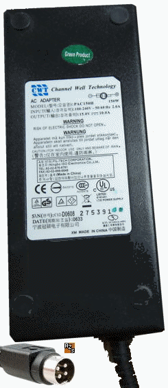 CWT PAC150H AC Adapter 15Vdc 10A 4Pin male Din 13mm 735-00213-00 - Click Image to Close