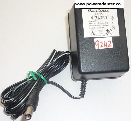 DARELECTRO DA-1 AC ADAPTER 9.6VDC 200mA +(-) 2x5.5x10mm ROUND BARREL SWITCHING POWER SUPPLY - Click Image to Close