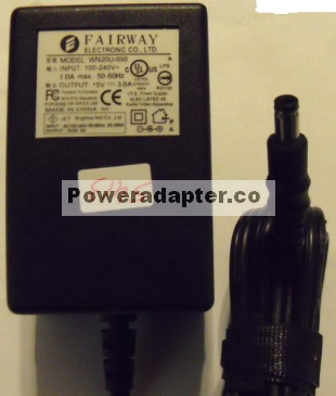 FAIRWAY WN20U-050 AC ADAPTER 5V DC 3A POWER SUPPLY - Click Image to Close
