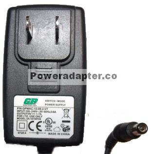 GPC 3A-161WP09 AC ADAPTER 9VDC 1.7A -( ) 2x5.5mm Used 100-240vac - Click Image to Close