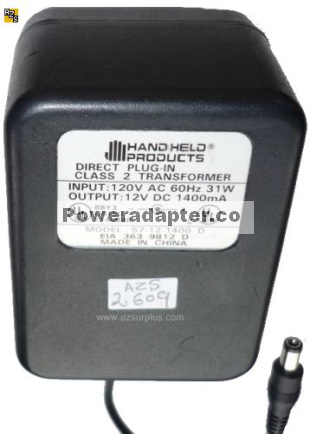 HANDHELD PRODUCTS 57-12-1400 D AC ADAPTER 12VDC 1.4A Linear POWE - Click Image to Close