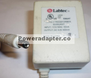 LABTEC BU09V400T-1 AC ADAPTER 9.4VDC 400mA CLASS 2 TRANSFORMER - Click Image to Close