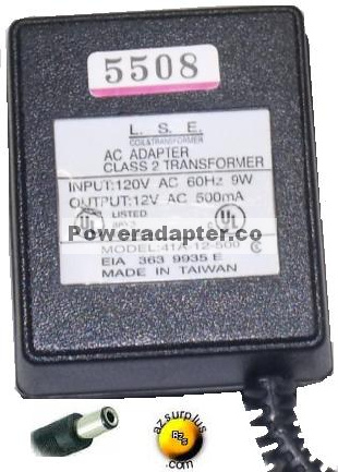L.S.E 41A-12-500 AC ADAPTER 12V 500mA POWER SUPPLY FOR PHONES - Click Image to Close