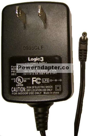 Logic3 PSP535 HK-C113-A05 AC DC ADAPTER 5V 2.5A 3.4mm SWITCHING - Click Image to Close