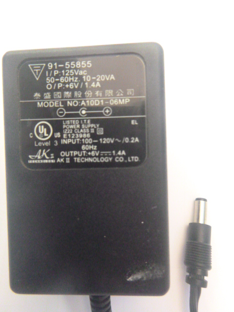 AKII TECH A10D1-06MP AC ADAPTER 6VDC 1.4A Power Supply - Click Image to Close