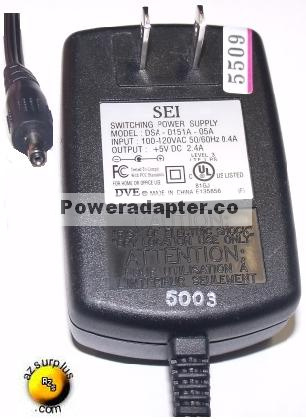 SEI DVE DSA-0151A-05A AC DC ADAPTER 5V 2.4A Hybrid Cable Modem - Click Image to Close