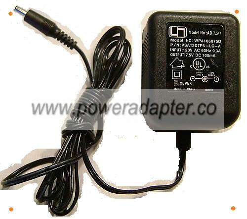 XEPEX AD 7.5/7 WP4106075D AC ADAPTER 7.5VDC 700mA PLUG-IN CLASS - Click Image to Close