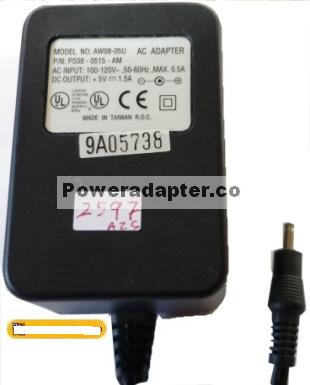 AW08-05U AC ADAPTER 5VDC 1.5A Switching Adaptor POWER SUPPLY - Click Image to Close