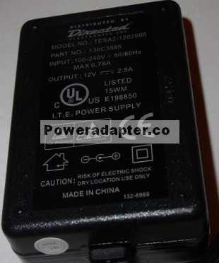 Directed TESA2-1202500 AC adapter 12VDC 2.5A Sirius power supply - Click Image to Close