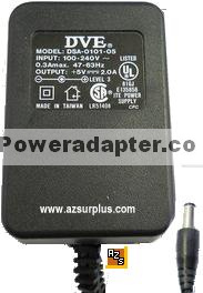 DVE DSA-0101-05 AC ADAPTER 5VDC 4.0A CLASS 2 POWER SUPPLY - Click Image to Close
