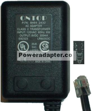 ONTOP A20930 AC ADAPTER 9VDC 0.3A POWER SUPPLY RJ22 - Click Image to Close