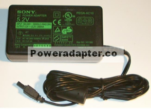 Sony CLIE PEGA-AC10 AC ADAPTER 5.2VDC 2A PDA POWER SUPPLY for PE - Click Image to Close